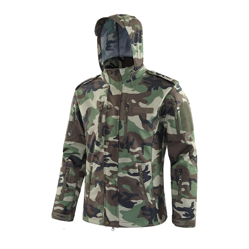 ESDY Outdoor Soft Shell Тактическая ветровка Ветрозащитная Водонепроницаемая камуфляжная куртка Флисовая теплая с капюшоном A008 (art.: 3920c73510df9) - 3920c73510df9