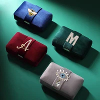 2022 new luxury velvet jewelry case storage organizer gift packaging box portable women fashion travel wedding display case