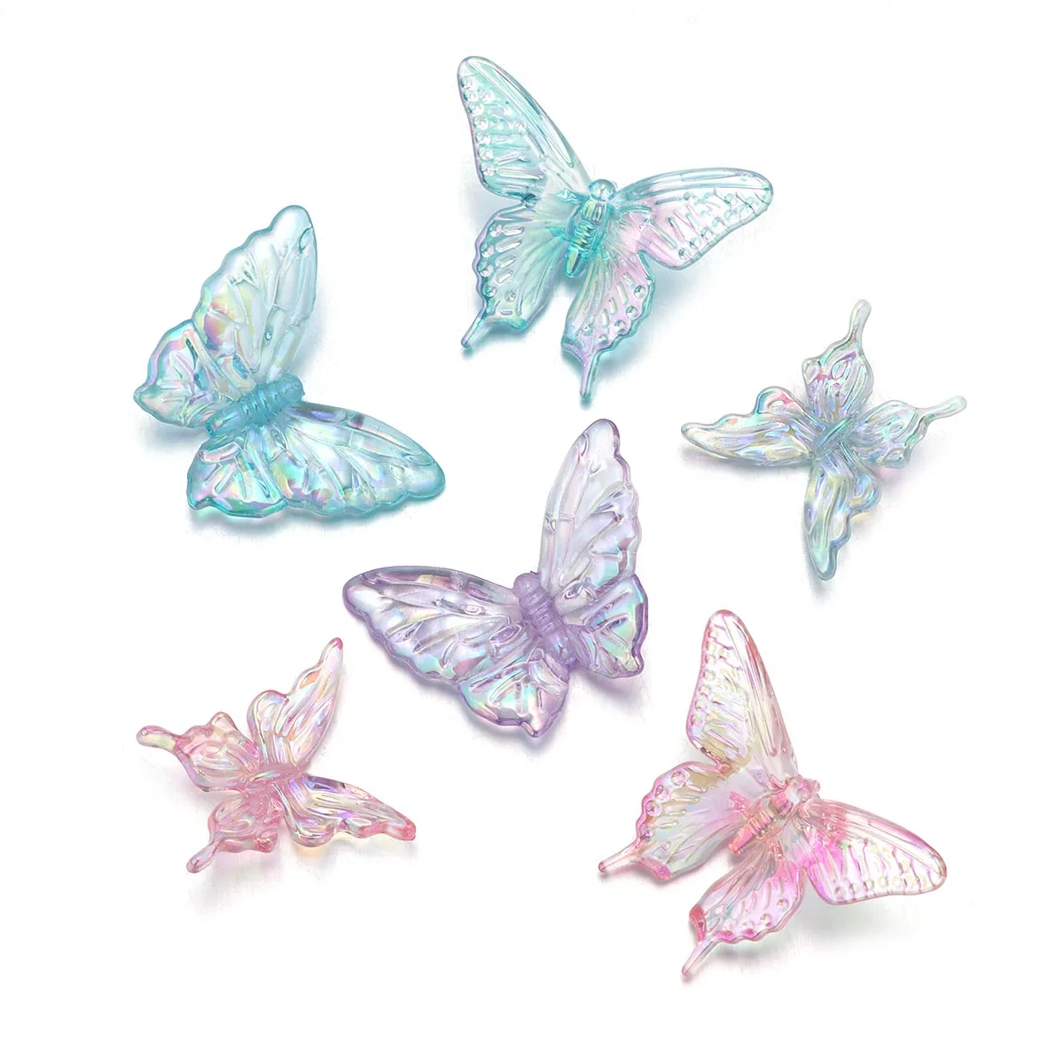10 шт. акриловая трехмерная цветная бабочка с бусинами отверстиями DIY