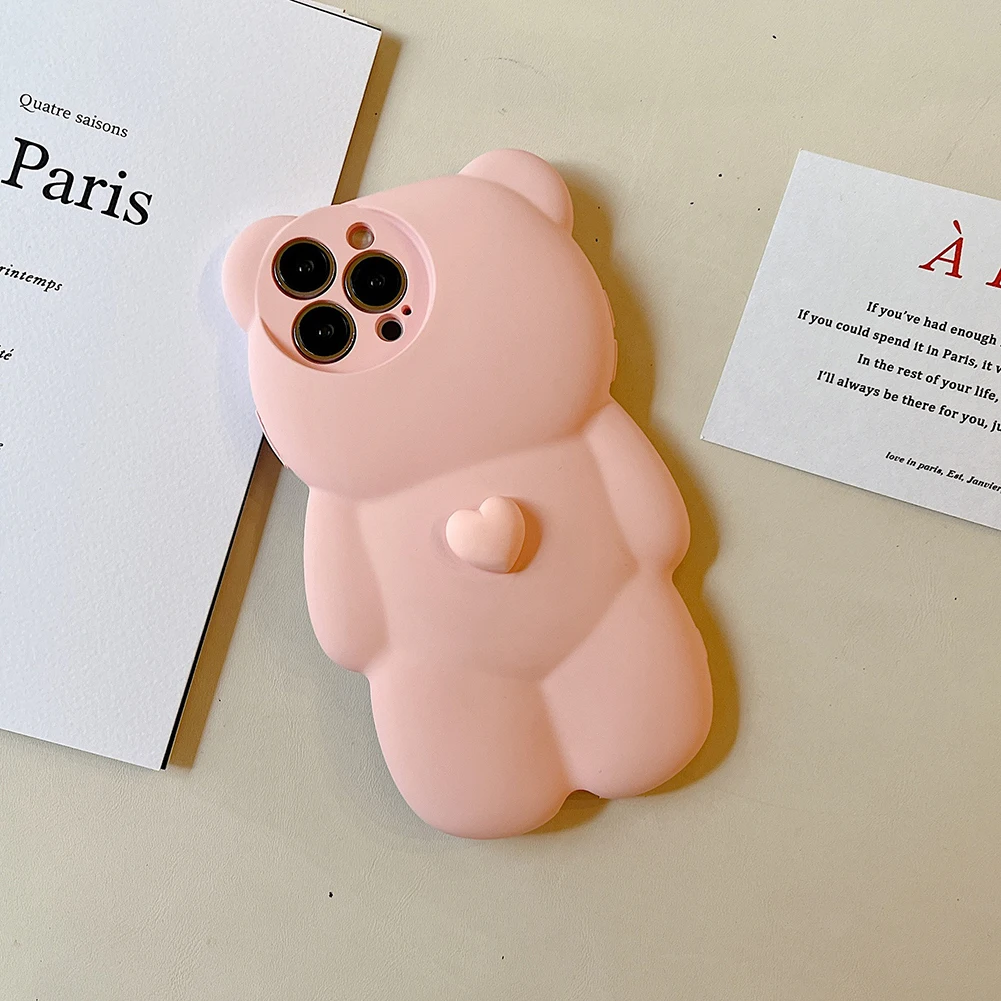 

Drop-Resistant Solid-Color Stereo Bear Phone Case Anti-Drop Phone Protective Cover For Mobile Phone