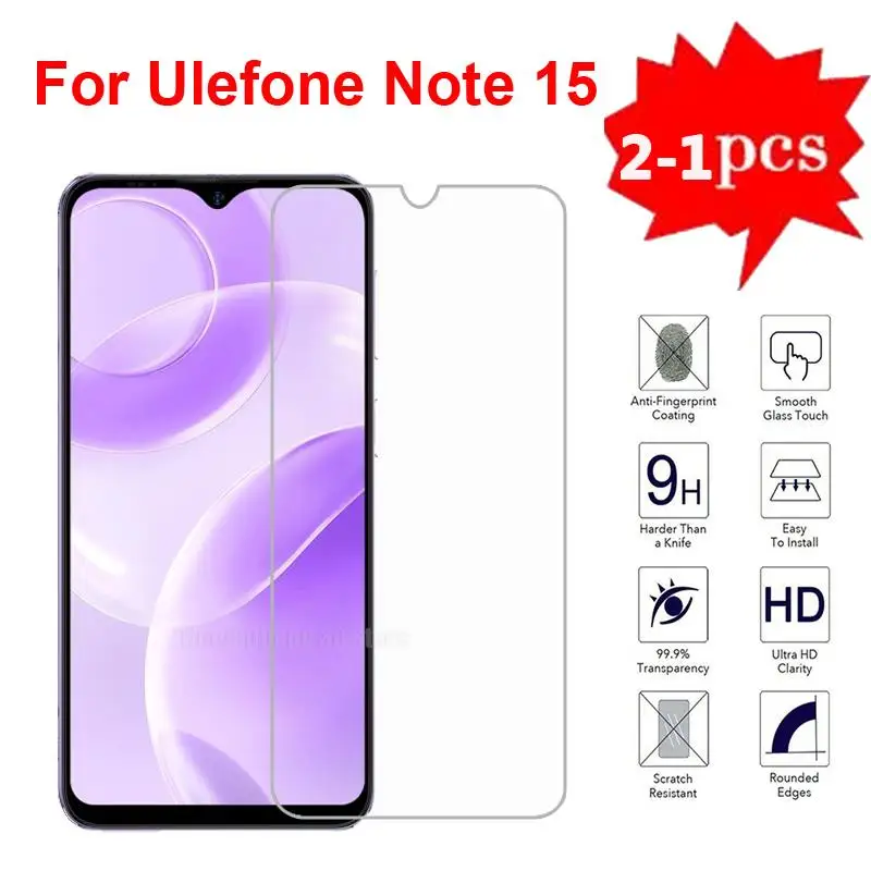 

2-1PC Scratch proof Protective Glass For Ulefone Note 15 Tempered Glass Screen Protector For Pelicula Ulefone Note 15 Phone Film