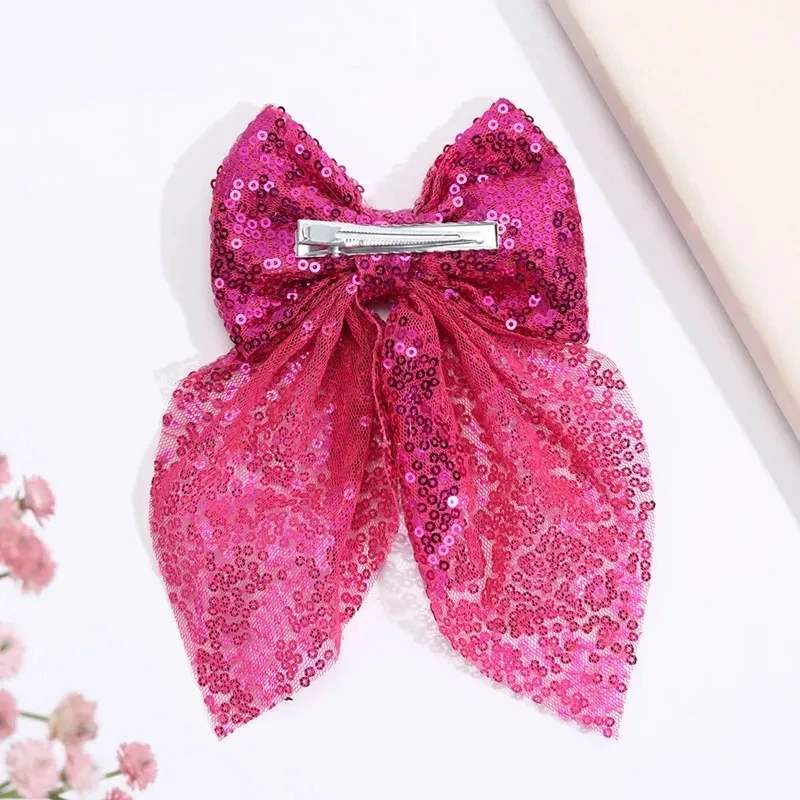 Элегантный блестящий бант с блестками заколка для волос большие кружевные банты