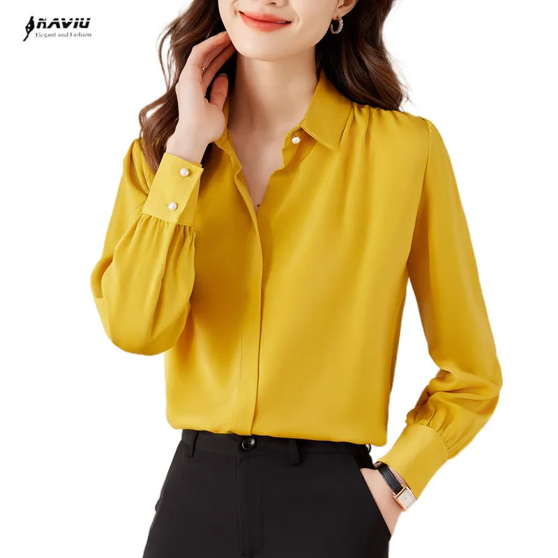 

Новая весенняя женская рубашка NAVIU с длинным рукавом, модные Профессиональные Свободные повседневные Формальные шифоновые блузки, офисные женские топы для работы