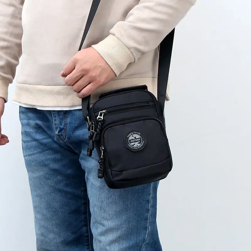 Trendy Men's Multi-Functional Waterproof Crossbody Handbag Mini Travelling Sports Outdoor Crossbody Sling Shoulder Bag