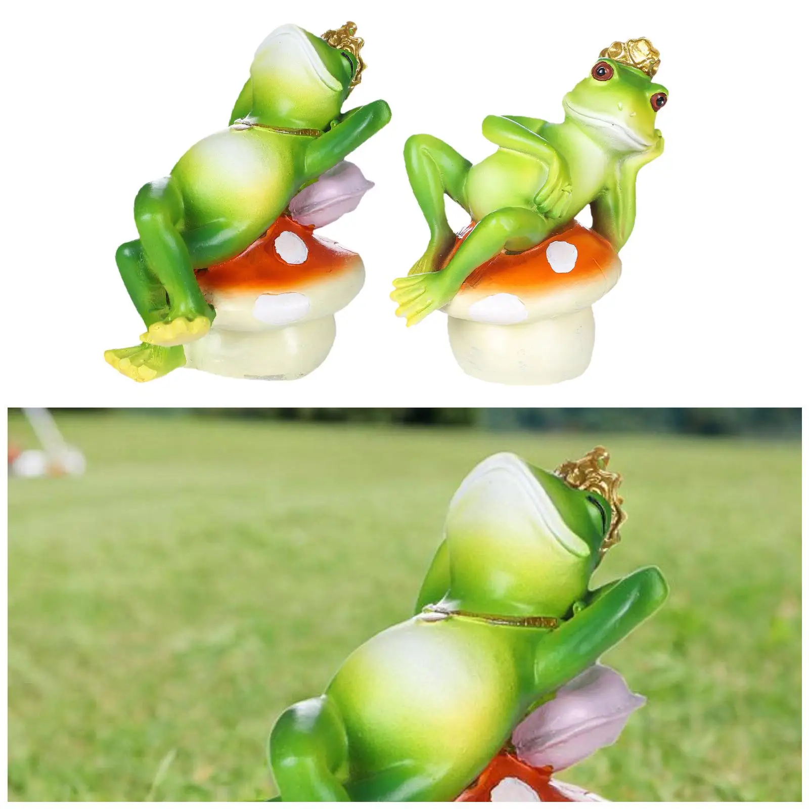 Фигурка лягушки на грибах скульптура из смолы для садового дисплея