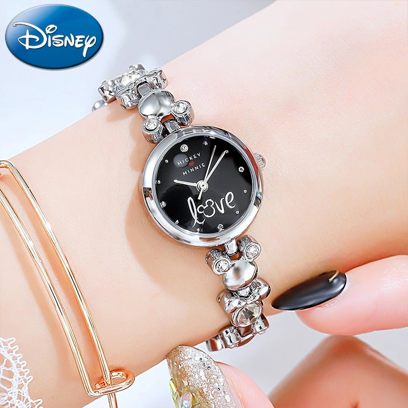 Disney Gift With Box Women's Watch Mickey Head Shape Bracelet Style Diamond LOVE Fashion Clock Relogio Masculino enlarge