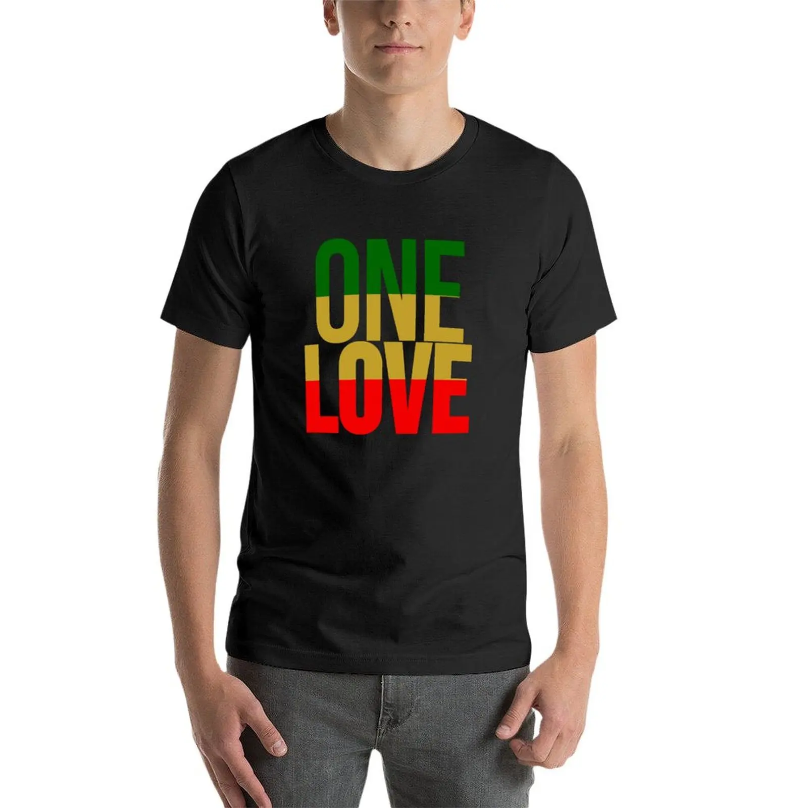 Футболка Rasta Colors One Love Мужская эстетическая одежда корейская мода