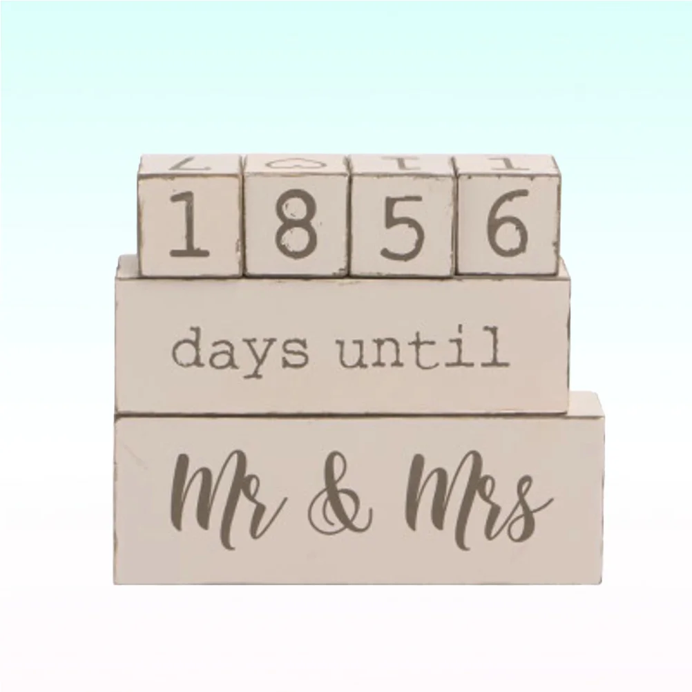 

Calendar Wooden Block Wood Wedding Blocks Countdown Perpetual Day Crafts Desk Decoration Calendars Office Date Dates Months