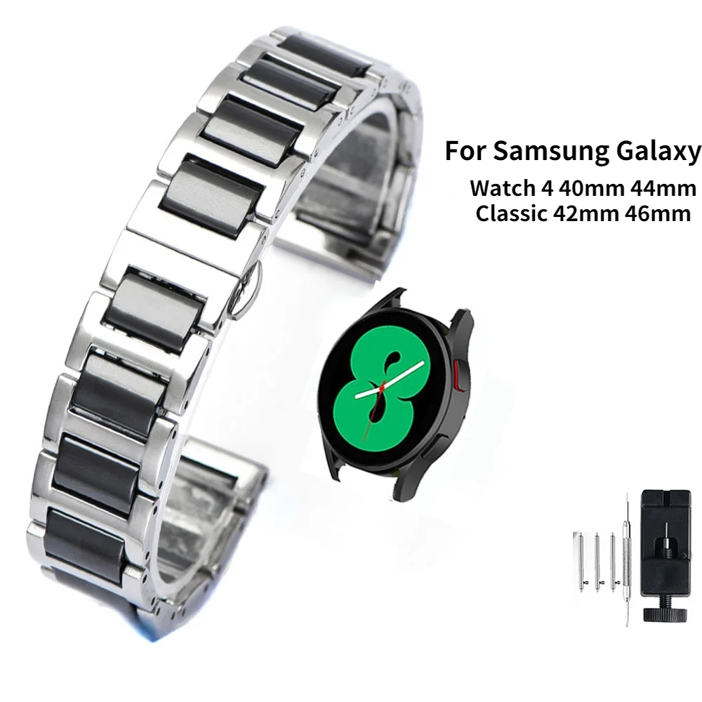 

Luxury Ceramic Band for Samsung Galaxy Watch4/4 Classic 46mm 42mm Stainless Steel Strap Wristband for Huawei Watch GT 42 46mm