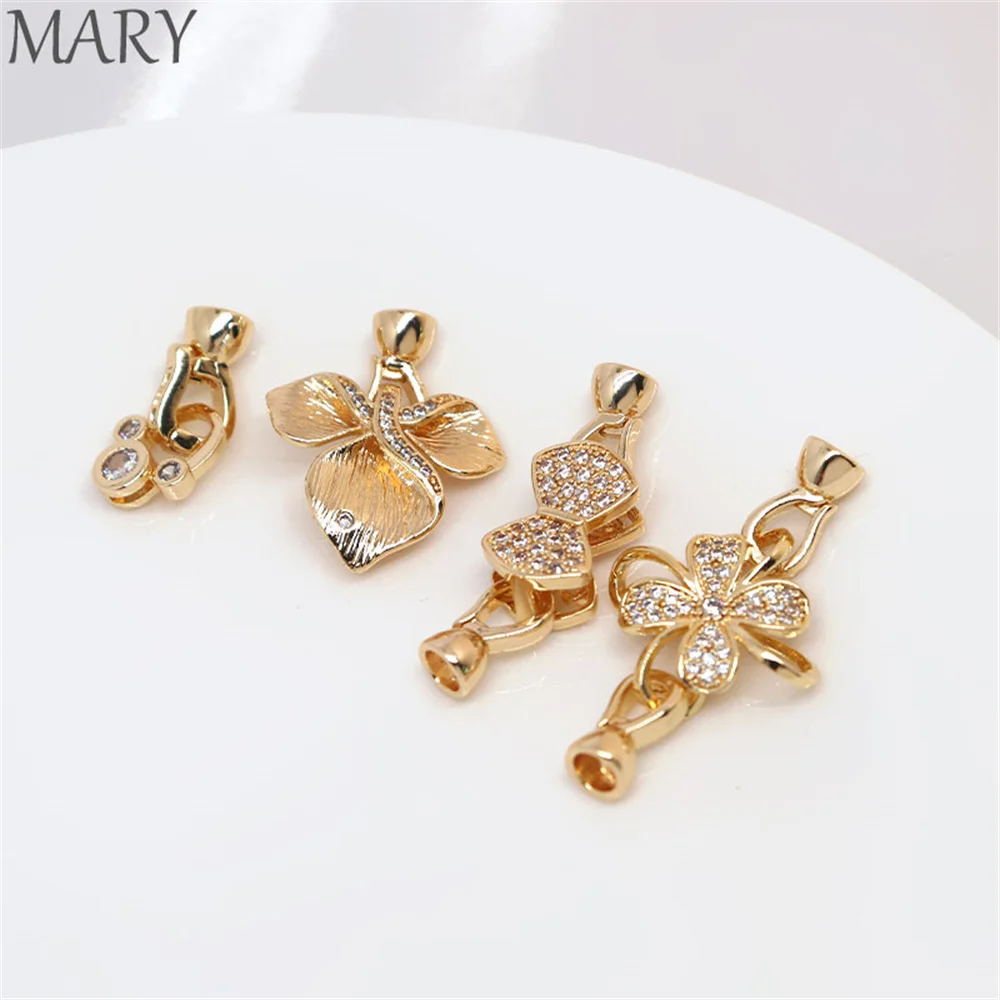 

18K gold inlaid zircon pearl button handmade DIY necklace finishing button bracelet jewelry connection clasp