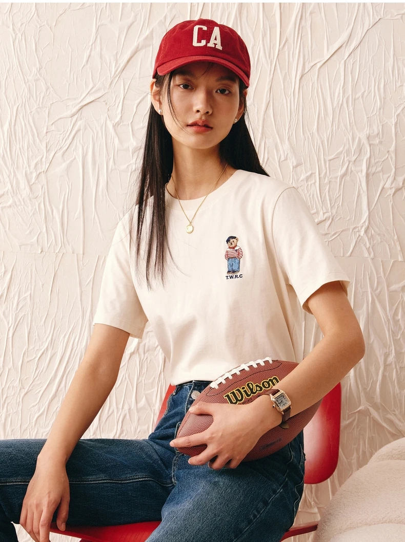 

White Color Summer Cotton Fabric Women Crop Tops Tees Short Sleeves Embroidery Lady T-Shirt Pullovers