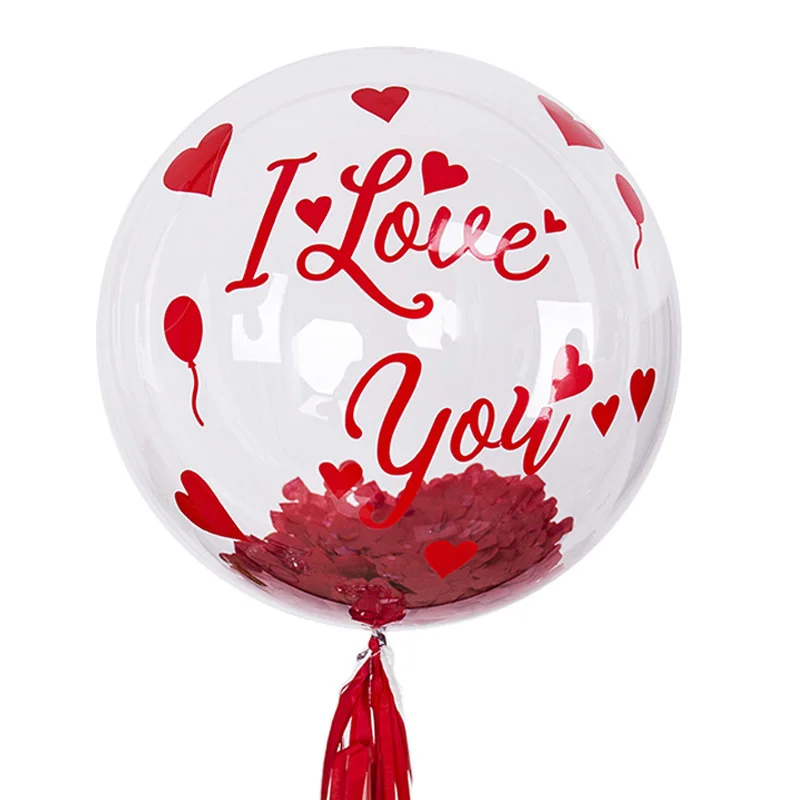 2Pcs DIY Balloon Sticker Red I Love You Bobo Transparent Wedding Valentine's Day Birthday Party Decoration |
