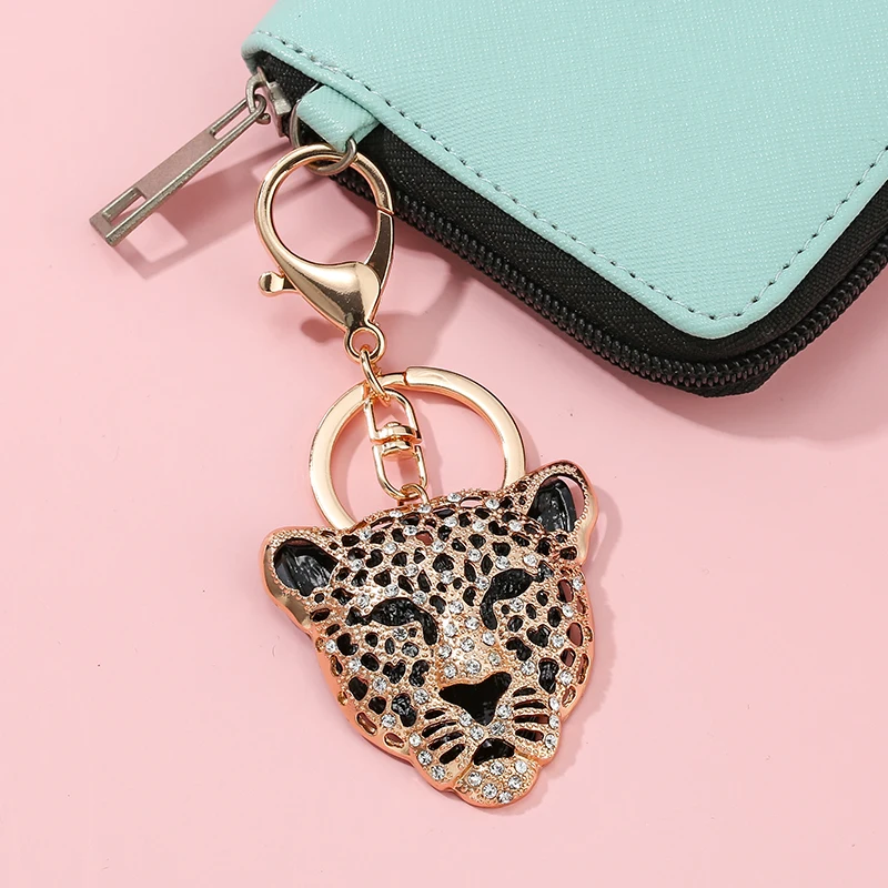 Прямая поставка большой брелок для ключей с леопардовым принтом металлический