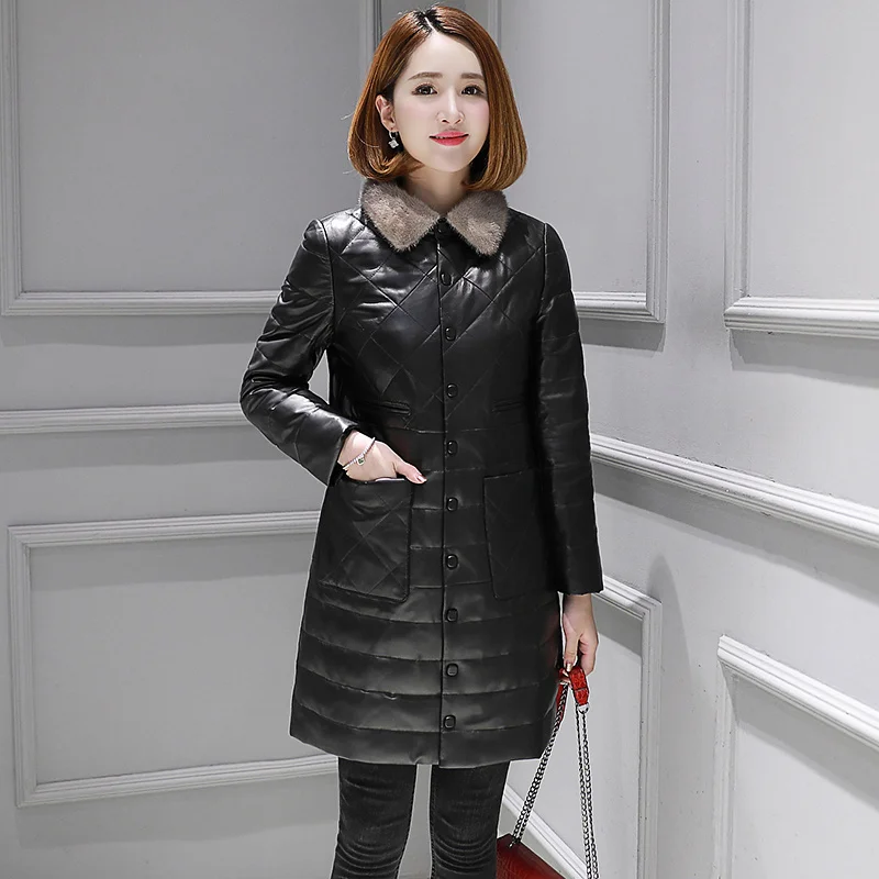 

Leather coat,100% Real Sheepskin Coat Female Mink Fur Collar korean Down Jackets Winter Jacket Women Genuine Leather Jacke2023