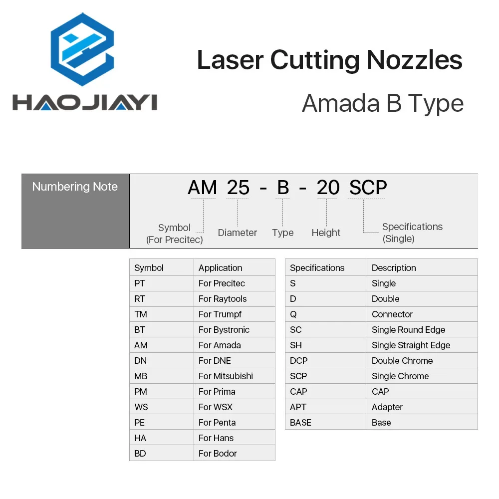Насадка для лазерной резки Amada B Тип D25 H20 M12 Одиночная двойная хромированная