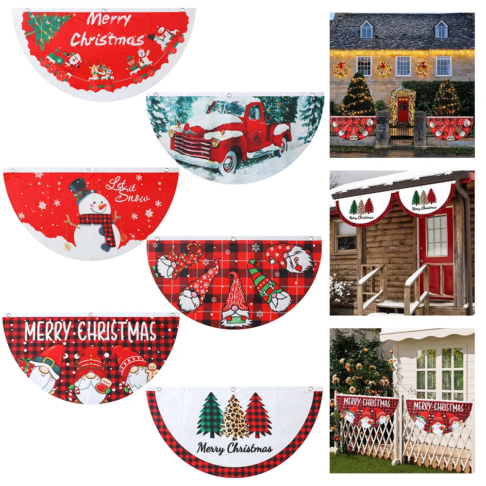 Рождественский Веерообразный подвесной флаг 45*90 см уличный дверной с мультяшным