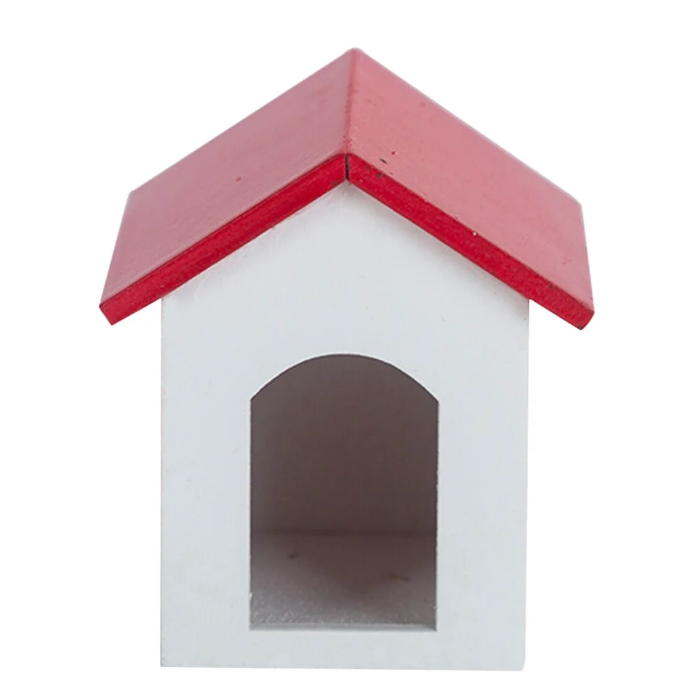

House Mini Doghouse Wood Furniture Model Toy Miniature Wooden Dollhouse Decorate Accessories