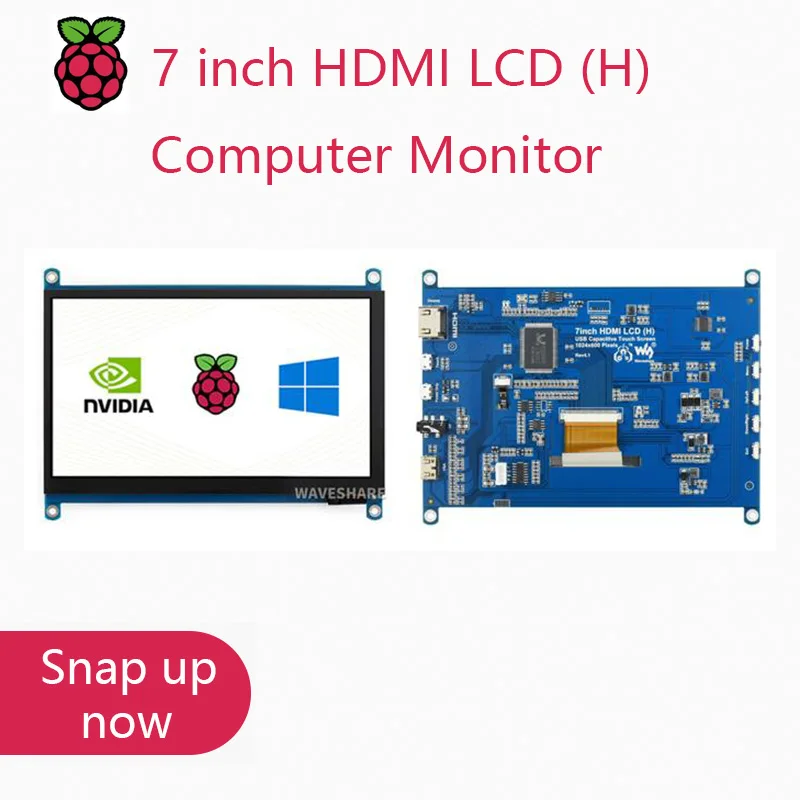 Waveshare 7-дюймовый HDMI LCD (H) монитор компьютера 1024*600 IPS емкостный сенсорный экран поддерживает Raspberry Pi Jetson Nano Win10 и т. д.