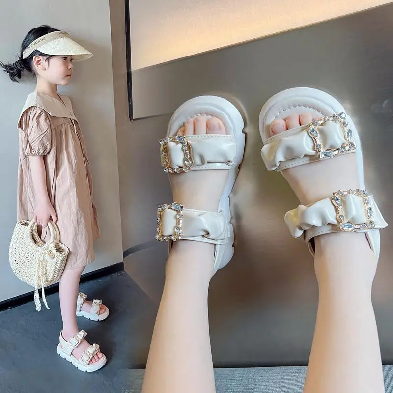 

Fashion Rhinestone Kids Sandals for Girls Summer Shoe 2022 Princess Beach Shoes Children Sandals S Little Girl Shoe 2 To 8 Years