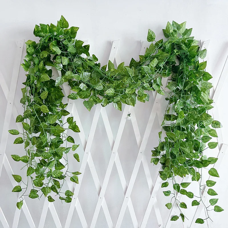 

200CM Artificial Plants Rattan Creeper 5Pcs Green Leaf Ivy Vine For Home Wedding Decoration DIY Hanging Garland Fake Flowers