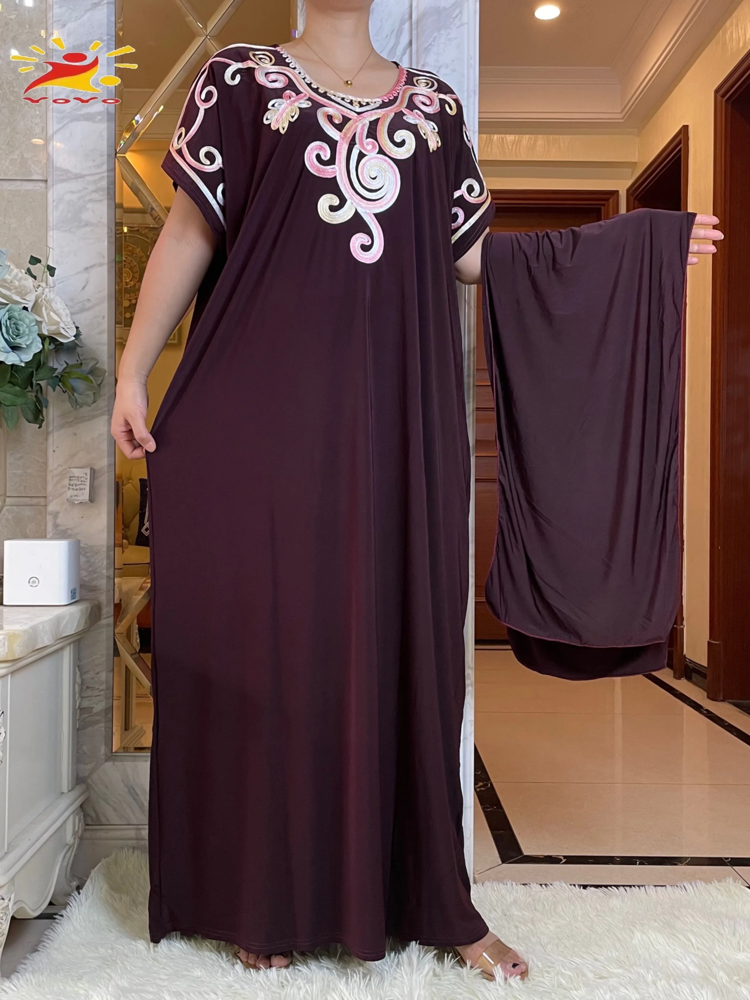 New Summer African Muslim Islamic Abaya Color Embroidered Ice Silk Comfortable Women's Dress With Skirt Ceremony Prayer Clothes