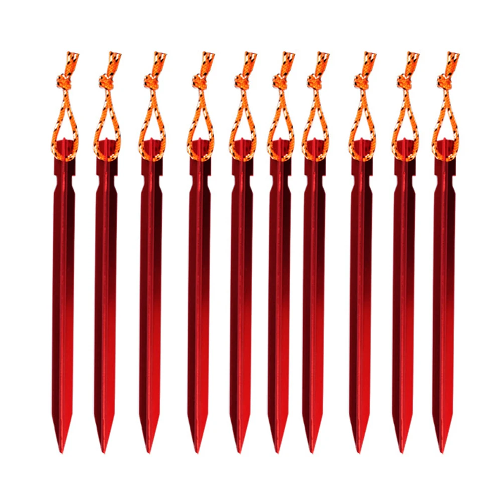 Tent Pegs Garden Stakes Ground Nail Heavy Duty With Reflective Cord Hammock Camping