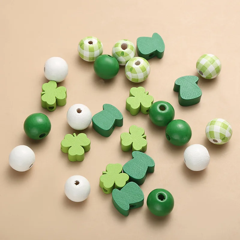 

Easter Four Leaf Clover Hat Wooden Beads Decoration Beaded DIY Custom Wood Chips Home Tassel Beads Bedroom Wa