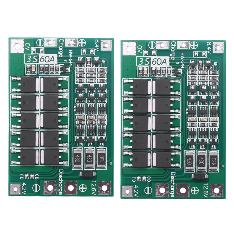 

2X 3S 60A Bms Board Lithium Li-Ion 18650 Battery Protection Board With Balance For Drill Motor 11.1V 12.6V 18650