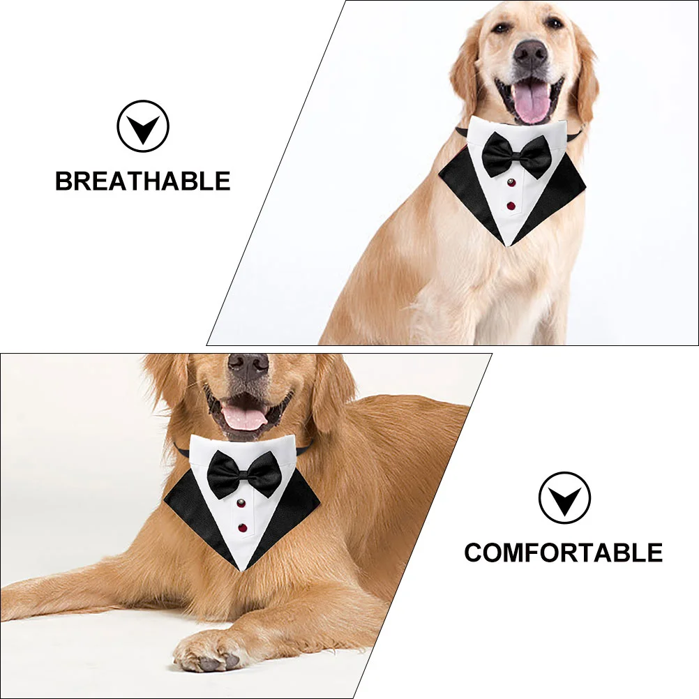 

Cute Dog Tuxedo Suit Bandana Set Comfortable Dog Prince Wedding Bow Tie Shirt Formal Party Attire Fashion Pet Accessories