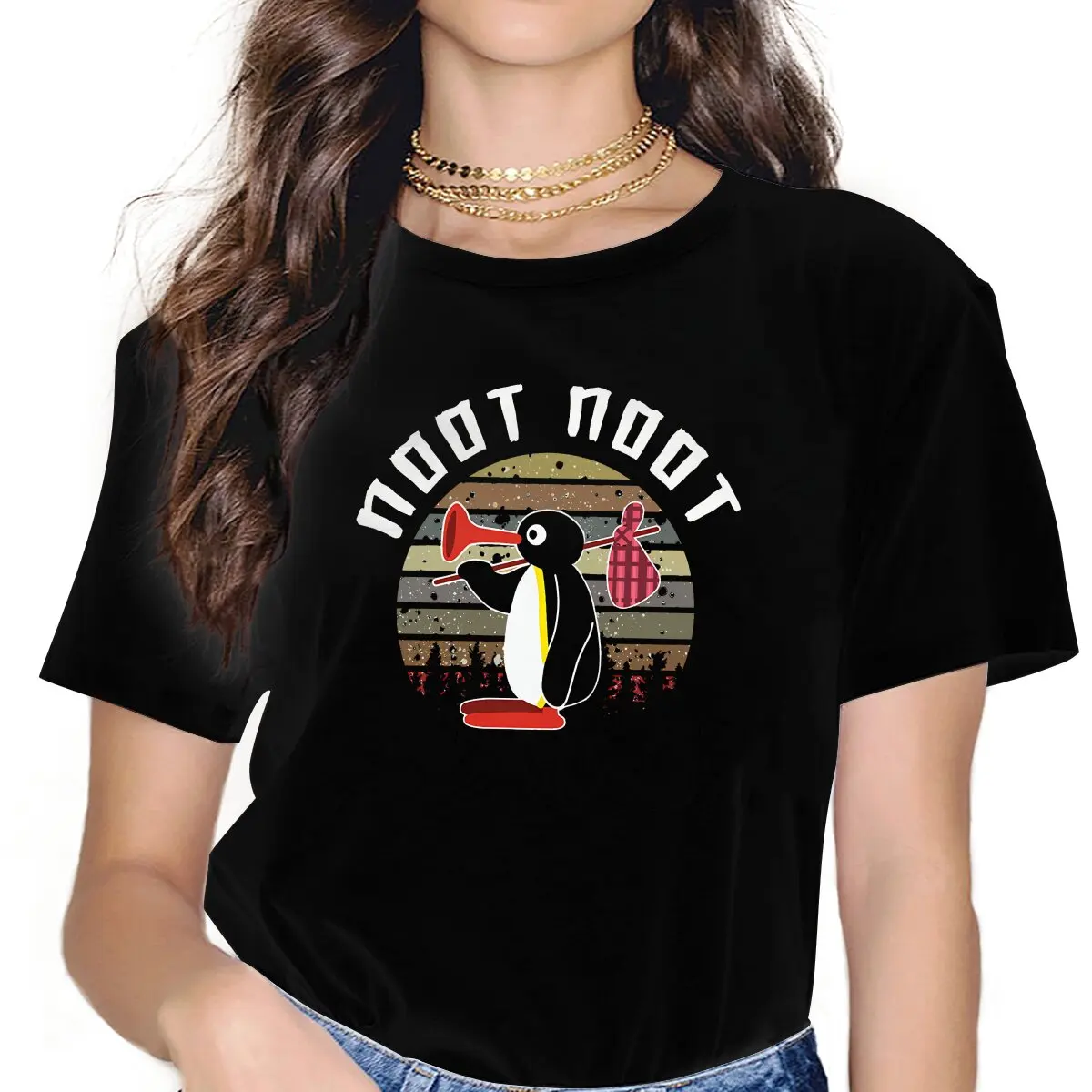 

Pingu Penguin Anime Penguin Noot Noot T Shirt Harajuku Homme Women's Polyester Tees O-Neck