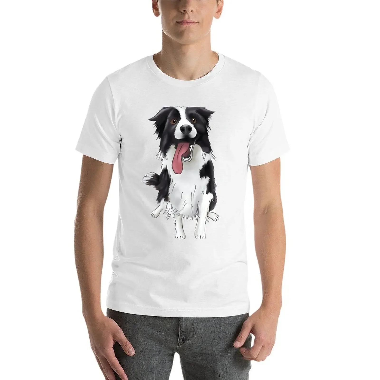 Милый улыбающийся черно-белый рисование бордюр-колли | Для владельцев