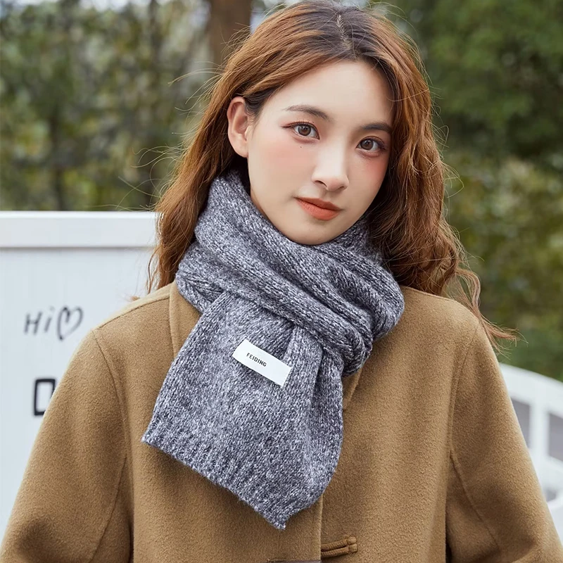 

Autumn Winter Woman Fashion Knitted Scarf Solid Colour Multi Colour Yarn Long Warm Thick Neckerchief