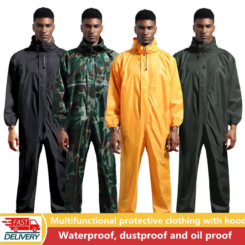 

New waterproof overalls, hats, oil-proof and dust-proof clothing, work safety clothing, paint raincoat factory clothing overall