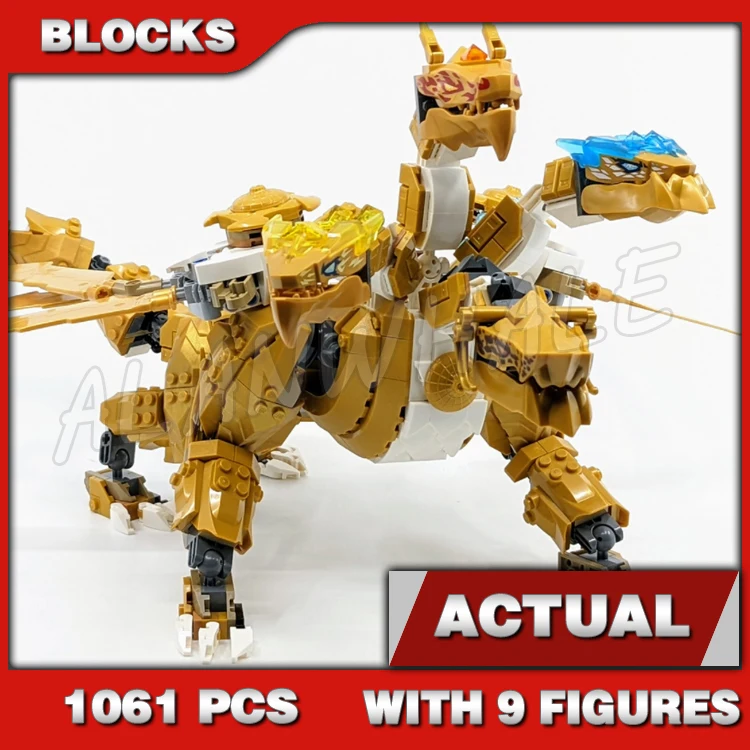 

1061pcs Shinobi 4-headed Lloyd Golden Ultra Dragon Posable Wings Crystal King 60011 Building Block Sets Compatible With Model