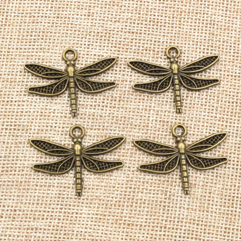10 шт. 35x27 мм античные бронзовые Подвески ручной работы с стрекозой: DIY для браслета и ожерелья
