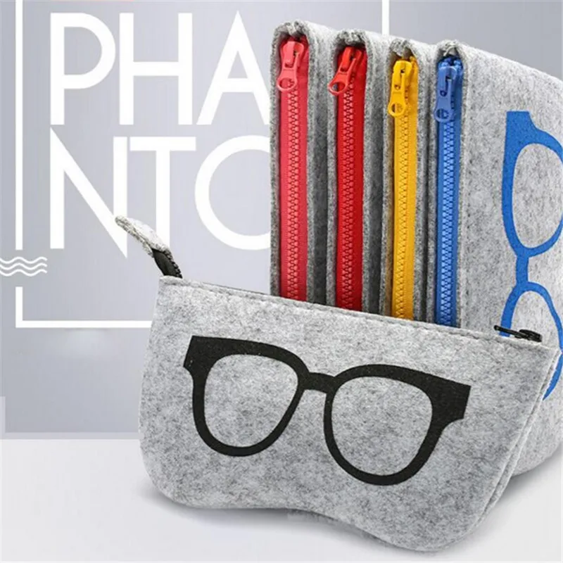 

Glasses Printing Cosmetic Cases Make Up Case For Women Men Glasses Box Felt Sunglasses Bag Eyeglasses Cases Men Eyewear