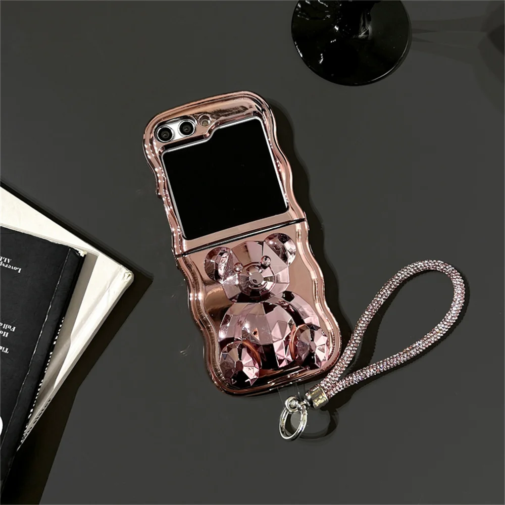 Симпатичный медведь подставка держатель браслет чехол для Samsung Galaxy Z Флип 6 5 4 3