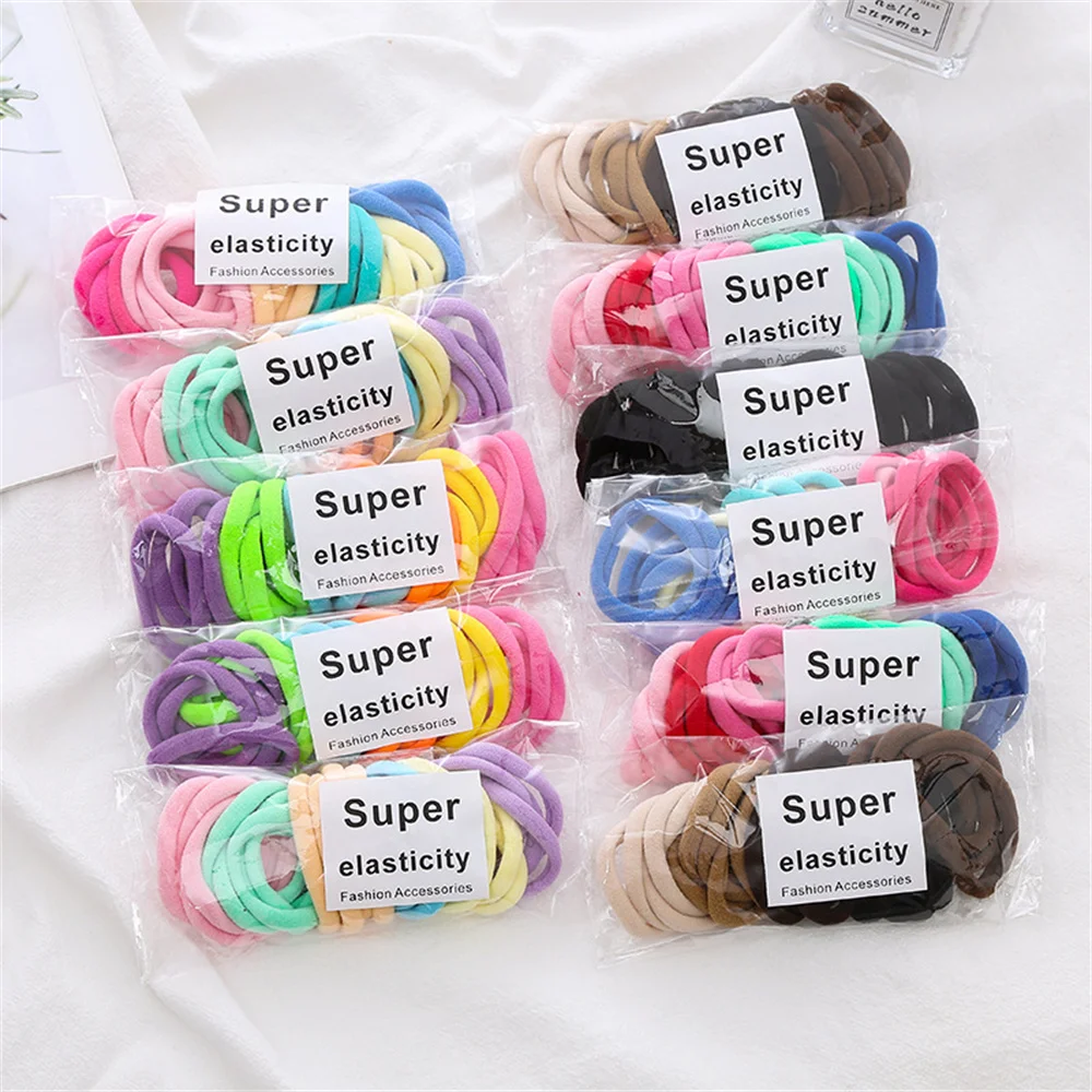 

48pcs/Bag Colorful Seamless Hair Ties For Women Girls High Elastic Daily Ponytail Holder Hair Bands Kids Accessories Headdress