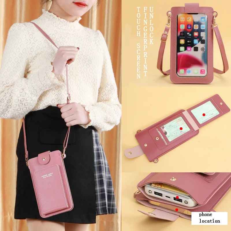 

Touch Screen Cell Phone Bag Fashion Women Messenger Bag Mini Shoulder Bag Luxury Handbags Girl Purse Driving License Card Bag