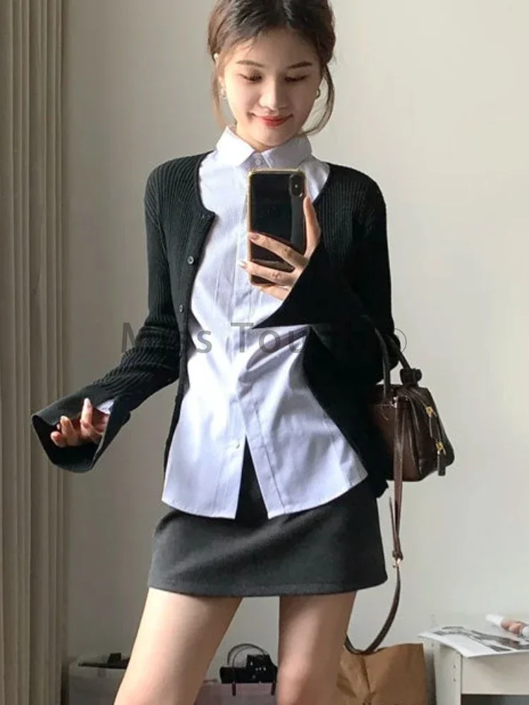 Женский трикотажный костюм-тройка дизайнерский винтажный клетчатый кардиган с