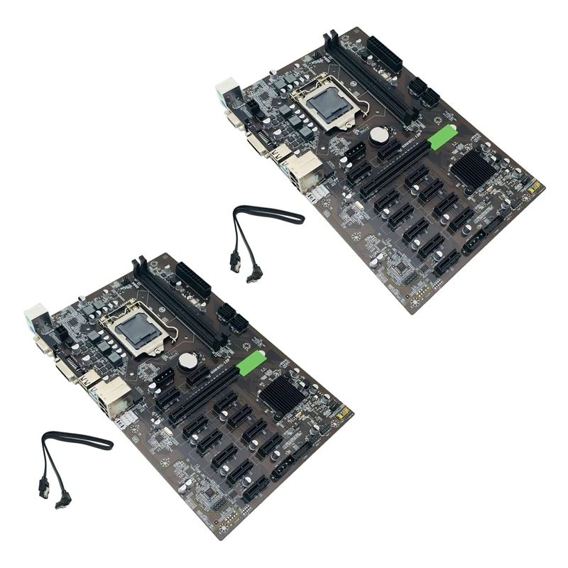 

Материнская плата 2X BTC B250 для майнинга с кабелем SATA, разъем для видеокарты LGA 1151 12xgraphics DDR4 USB3.0 SATA3.0 с низкой мощностью