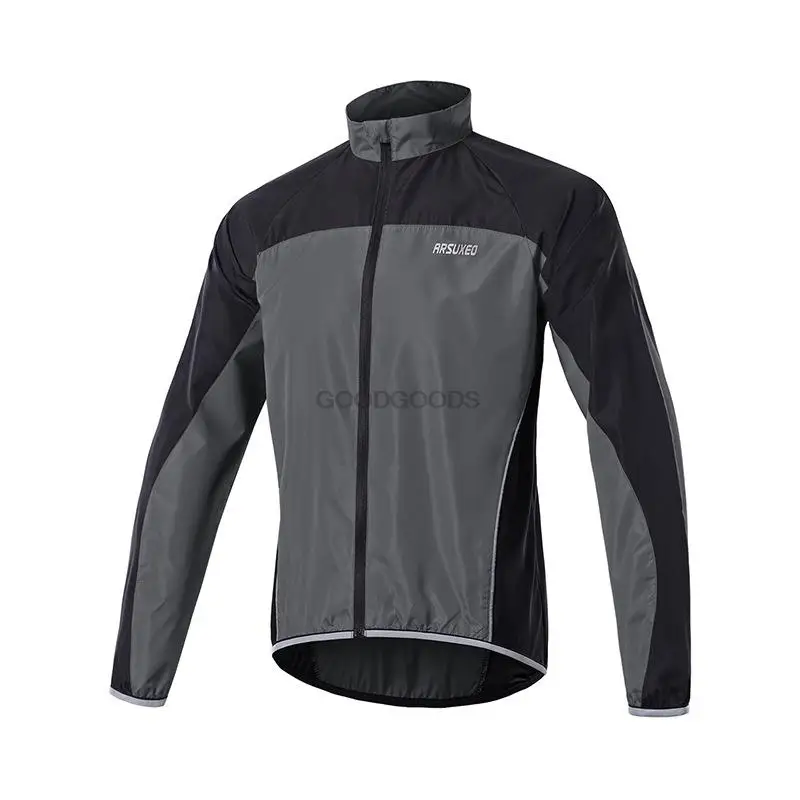 

ARSUXEO Men's Breathable Cycling Windbreaker Windproof Bicycle Jacket MTB Mountain Road Bike Coat Reflective Running Jacket