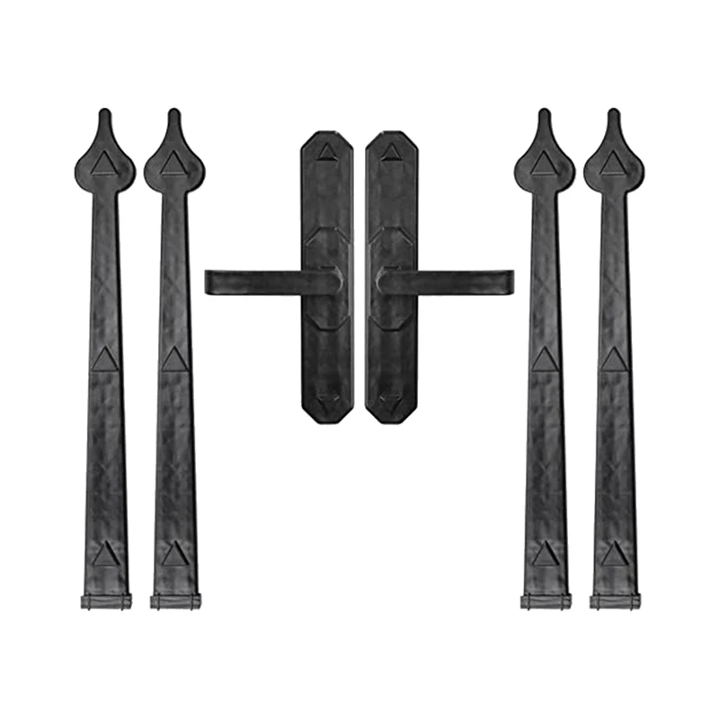 

Garage Door Magnetic Decorative Hardware Kit 6 PCS Carriage Accents Faux Hinges and Handle Black