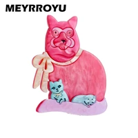 meyrroyu acrylic material womens brooches big dog with two babies brooch woman cute lovely pin brooch on clothes backpacks