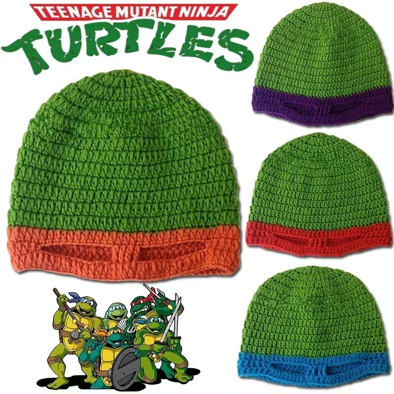Фото Премиум-костюм для косплея «Черепашки-ниндзя» (Teenage Mutant Ninja Turtles, TMNT) — модная креативная вязаная вручную шерстяная маска и теплая зимняя шапка для Хэллоуина. №2