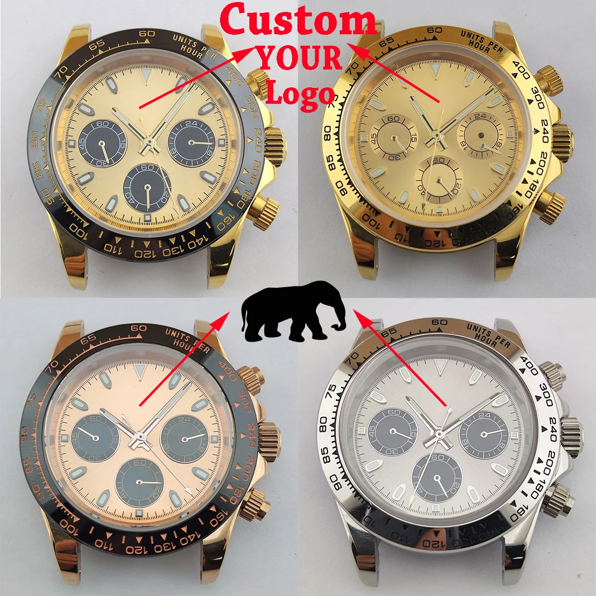 

39mm case VK63 case 29mm dial Panda dial custom logo dial quartz watch VK63 movement Chronograph watch accessories no nh35 case