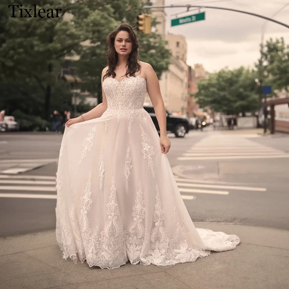

TIXLEAR Elegant Wedding Dresses For Woman Popular Summer 2023 A-line Sweetheart Strapless Zipper Up Stunning Vestidos De Novia