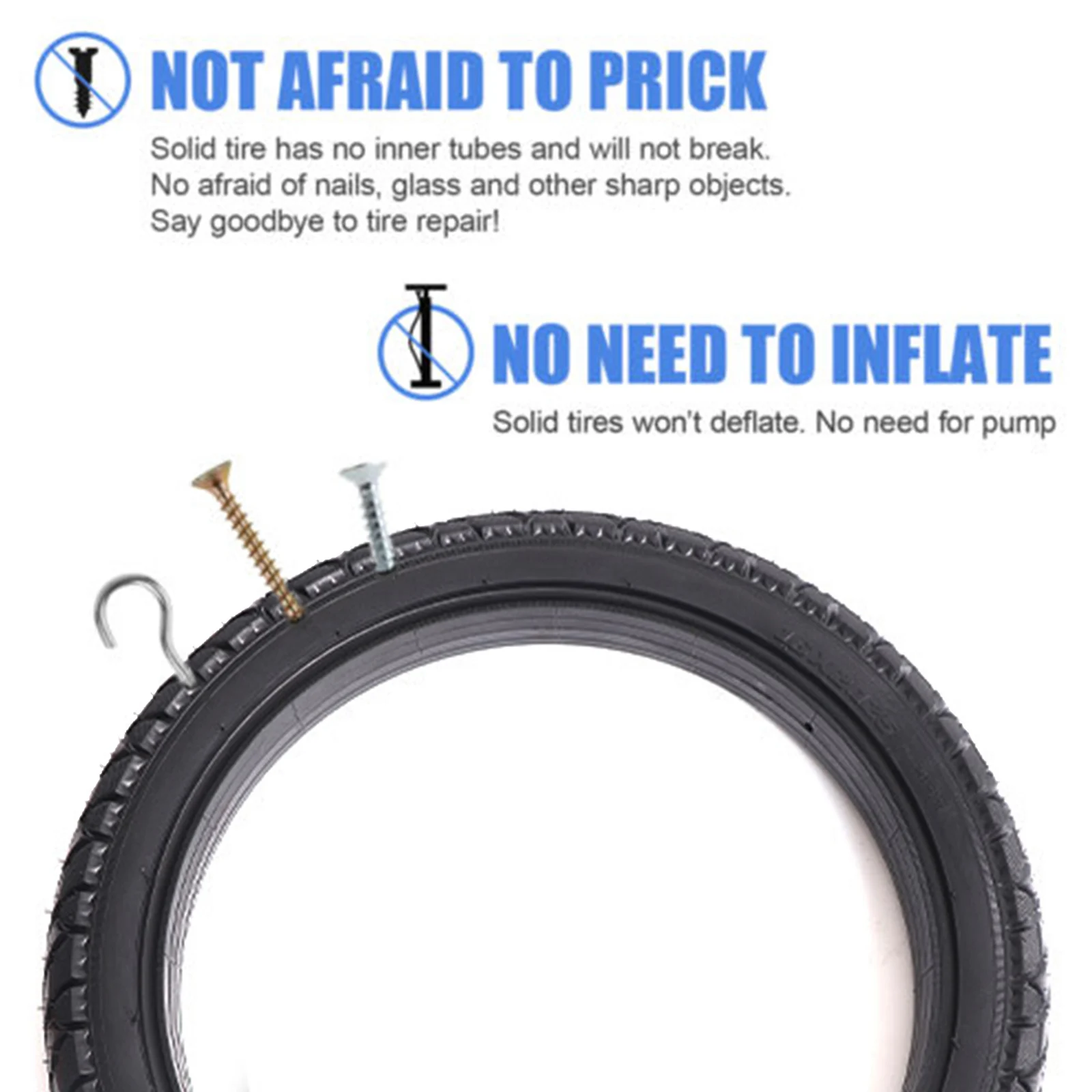 

2023 New Electric Bike Replacement Parts Tire 16 Inch 16*2.125(57-305) For E Bikes For Electric Bike Solid Tire