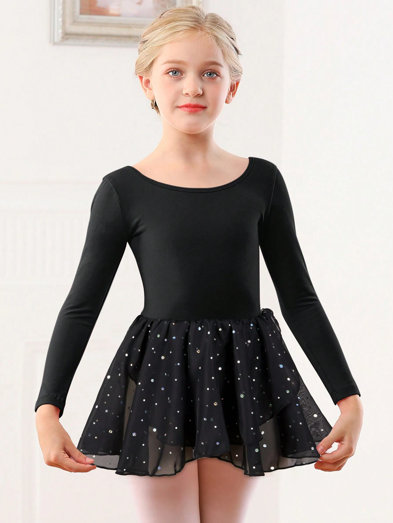 Балетное трико с длинным рукавом для девочек танцевальные платья перекрестной
