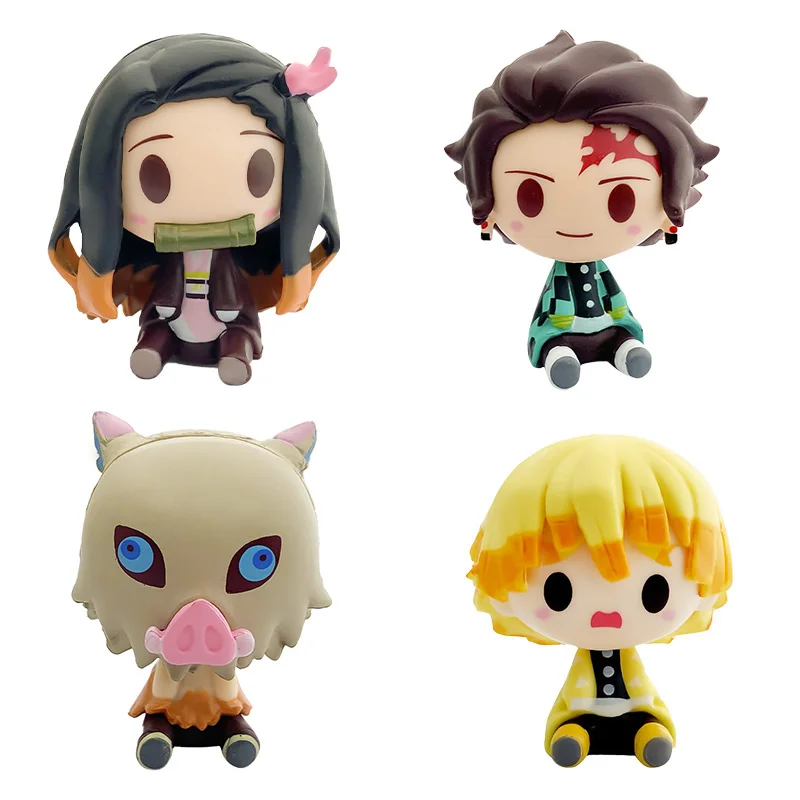 

Original 4Pcs Demon Slayer Kamado Tanjirou Nezuko Hashibira Inosuke Agatsuma Zenitsu Action Figure Anime Statue Collectible Toy